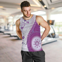 Bula Fiji Men Tank Top Violet Plumeria Masi Tapa Pattern - Polynesian Pride