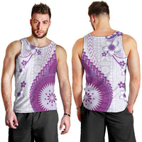 Bula Fiji Men Tank Top Violet Plumeria Masi Tapa Pattern - Polynesian Pride