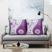 Bula Fiji Pillow Cover Violet Plumeria Masi Tapa Pattern - Polynesian Pride