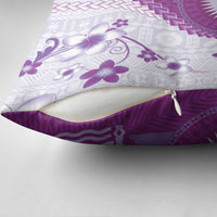Bula Fiji Pillow Cover Violet Plumeria Masi Tapa Pattern - Polynesian Pride