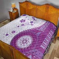 Bula Fiji Quilt Violet Plumeria Masi Tapa Pattern - Polynesian Pride