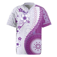 Bula Fiji Rugby Jersey Violet Plumeria Masi Tapa Pattern - Polynesian Pride