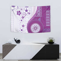 Bula Fiji Tapestry Violet Plumeria Masi Tapa Pattern - Polynesian Pride