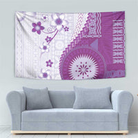 Bula Fiji Tapestry Violet Plumeria Masi Tapa Pattern - Polynesian Pride