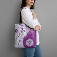 Bula Fiji Tote Bag Violet Plumeria Masi Tapa Pattern - Polynesian Pride