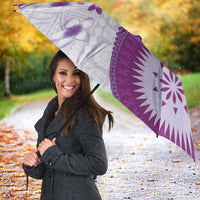 Bula Fiji Umbrella Violet Plumeria Masi Tapa Pattern - Polynesian Pride