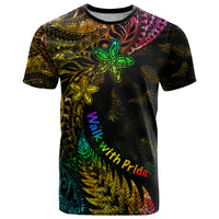 Personalised New Zealand Wellington Pride T Shirt Rainbow Silver Fern Paua Shell LT05 Black - Polynesian Pride