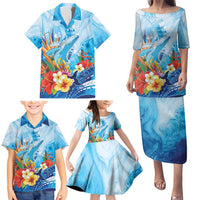 Polynesia Humpback Whale Family Matching Puletasi and Hawaiian Shirt Ocean Style LT05 - Polynesian Pride