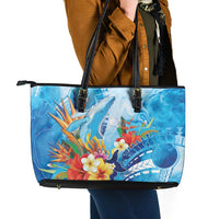 Polynesia Humpback Whale Leather Tote Bag Ocean Style LT05 - Polynesian Pride