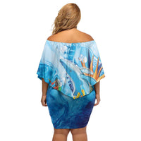 Polynesia Humpback Whale Off Shoulder Short Dress Ocean Style LT05 - Polynesian Pride