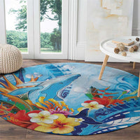 Polynesia Humpback Whale Round Carpet Ocean Style