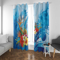 Polynesia Humpback Whale Window Curtain Ocean Style LT05 With Grommets Blue - Polynesian Pride