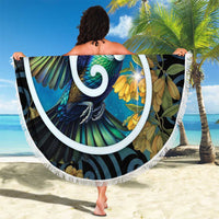 New Zealand Tui Bird Beach Blanket Maori Koru With Kowhai Flowers LT05 - Polynesian Pride