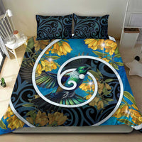 New Zealand Tui Bird Bedding Set Maori Koru With Kowhai Flowers LT05 - Polynesian Pride