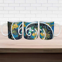 New Zealand Tui Bird Ceramic Mug Maori Koru With Kowhai Flowers LT05 - Polynesian Pride