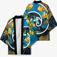 New Zealand Tui Bird Kimono Maori Koru With Kowhai Flowers LT05 - Polynesian Pride