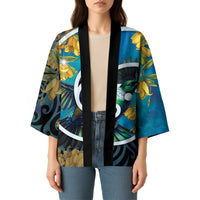 New Zealand Tui Bird Kimono Maori Koru With Kowhai Flowers LT05 - Polynesian Pride