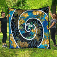 New Zealand Tui Bird Quilt Maori Koru With Kowhai Flowers LT05 - Polynesian Pride