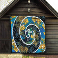New Zealand Tui Bird Quilt Maori Koru With Kowhai Flowers LT05 - Polynesian Pride