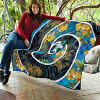 New Zealand Tui Bird Quilt Maori Koru With Kowhai Flowers LT05 - Polynesian Pride