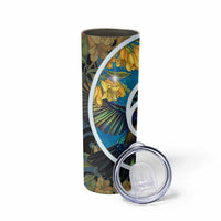 New Zealand Tui Bird Skinny Tumbler Maori Koru With Kowhai Flowers
