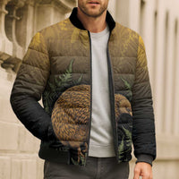 New Zealand Kiwi Bird Bomber Puffer Jacket Silver Fern Mix Maori Pattern LT05 - Polynesian Pride