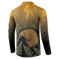 New Zealand Kiwi Bird Button Sweatshirt Silver Fern Mix Maori Pattern LT05 - Polynesian Pride