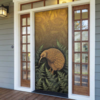 New Zealand Kiwi Bird Door Cover Silver Fern Mix Maori Pattern LT05 - Polynesian Pride