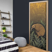 New Zealand Kiwi Bird Door Cover Silver Fern Mix Maori Pattern LT05 - Polynesian Pride