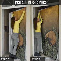 New Zealand Kiwi Bird Door Cover Silver Fern Mix Maori Pattern LT05 - Polynesian Pride