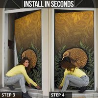 New Zealand Kiwi Bird Door Cover Silver Fern Mix Maori Pattern LT05 - Polynesian Pride