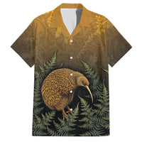 New Zealand Kiwi Bird Family Matching Off Shoulder Short Dress and Hawaiian Shirt Silver Fern Mix Maori Pattern