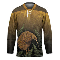 New Zealand Kiwi Bird Hockey Jersey Silver Fern Mix Maori Pattern LT05 Unisex Brown - Polynesian Pride