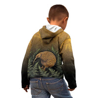 New Zealand Kiwi Bird Kid Hoodie Silver Fern Mix Maori Pattern LT05 - Polynesian Pride