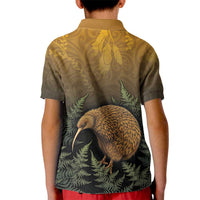 New Zealand Kiwi Bird Kid Polo Shirt Silver Fern Mix Maori Pattern LT05 - Polynesian Pride
