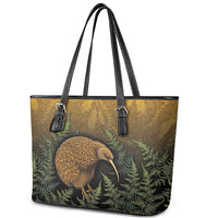 New Zealand Kiwi Bird Leather Tote Bag Silver Fern Mix Maori Pattern LT05 - Polynesian Pride