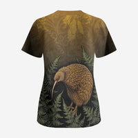 New Zealand Kiwi Bird Scrub Top Silver Fern Mix Maori Pattern LT05 - Polynesian Pride
