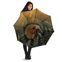 New Zealand Kiwi Bird Umbrella Silver Fern Mix Maori Pattern LT05 - Polynesian Pride