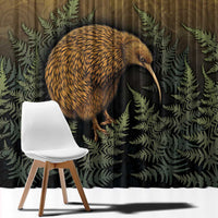 New Zealand Kiwi Bird Window Curtain Silver Fern Mix Maori Pattern LT05 - Polynesian Pride