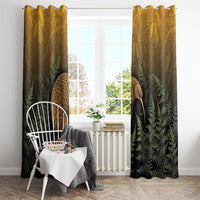 New Zealand Kiwi Bird Window Curtain Silver Fern Mix Maori Pattern LT05 - Polynesian Pride