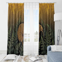 New Zealand Kiwi Bird Window Curtain Silver Fern Mix Maori Pattern LT05 - Polynesian Pride