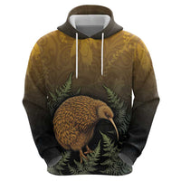 New Zealand Kiwi Bird Zip Hoodie Silver Fern Mix Maori Pattern LT05 - Polynesian Pride