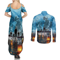 Hawaii Memorial Day Lantern Floating Couples Matching Summer Maxi Dress and Long Sleeve Button Shirt Always In Our Hearts LT05 - Polynesian Pride