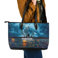 Hawaii Memorial Day Lantern Floating Leather Tote Bag Always In Our Hearts LT05 - Polynesian Pride