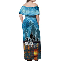 Hawaii Memorial Day Lantern Floating Off Shoulder Maxi Dress Always In Our Hearts LT05 - Polynesian Pride
