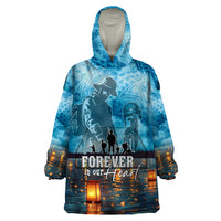 Hawaii Memorial Day Lantern Floating Wearable Blanket Hoodie Always In Our Hearts LT05 One Size Blue - Polynesian Pride