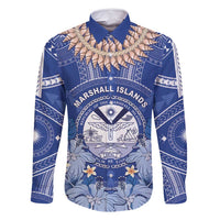 Marshall Islands Jemenei Day Family Matching Long Sleeve Bodycon Dress and Hawaiian Shirt Polynesian Tribal Tattoo Seashell Necklace