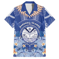 Marshall Islands Jemenei Day Hawaiian Shirt Polynesian Tribal Tattoo Seashell Necklace LT05 Blue - Polynesian Pride