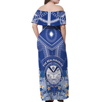 Marshall Islands Jemenei Day Off Shoulder Maxi Dress Polynesian Tribal Tattoo Seashell Necklace LT05 - Polynesian Pride
