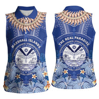 Marshall Islands Jemenei Day Women Sleeveless Polo Shirt Polynesian Tribal Tattoo Seashell Necklace